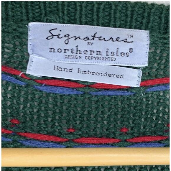 VINTAGE Heart Cardigan Sweater Large 80s Americana Granny Hand EmbroideredL - Picture 6 of 9